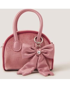 Monsoon Lucy Bow Charm Velvet Bag - Pink