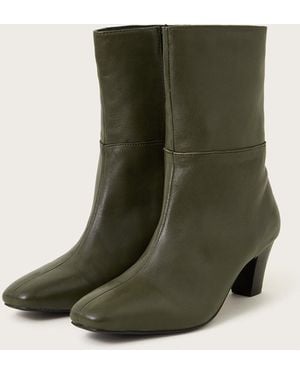 Monsoon Nancy Leather Heeled Boots Green