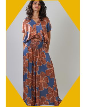 Monsoon Traffic People Whispers Print Top Blue