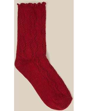 Monsoon Frill Pointelle Socks Red