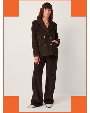 Monsoon Moliin Alice Corduroy Double Breasted Blazer Brown - Black