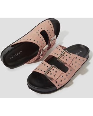 Monsoon Elena Stud Buckle Sandals Pink - Black