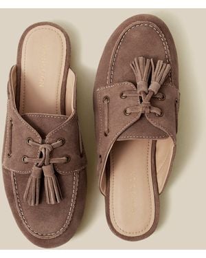Monsoon Iris Suede Slip On Loafers Natural