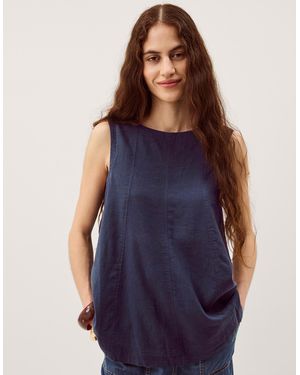 Monsoon Sammy Swing Linen Blend Tank Top Blue