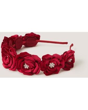 Monsoon Velvet Rose Pearl Headband - Red