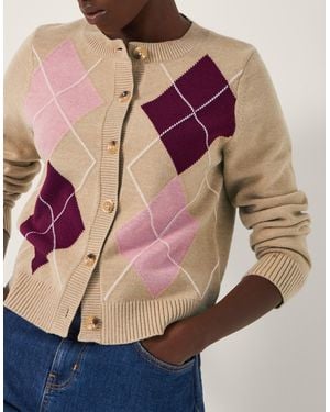 Monsoon Anne Argyle Knitted Cardigan Camel - Pink