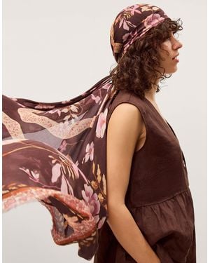 Monsoon Samara Floral Print Scarf - Brown