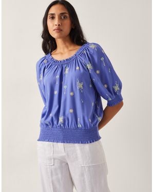 Monsoon Emily Embroidered Top - Blue