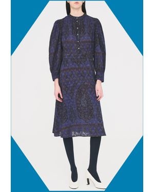 Monsoon Antik Batik Tamari Paisley Jacquard Midi Dress Blue
