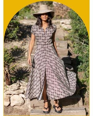 Monsoon Lyrical Sisters Printed Maxi Shirt Dress Black