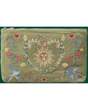 Monsoon Elizabeth Scarlett Earth Goddess Velvet Pouch - Green