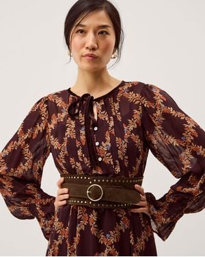 Monsoon Studded Suede Waist Belt Brown