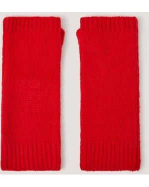 Monsoon Yvie Knitted Wrist Warmers Red