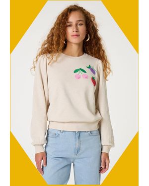Monsoon Fabienne Chapot Tina Embroidered Jumper Camel - White