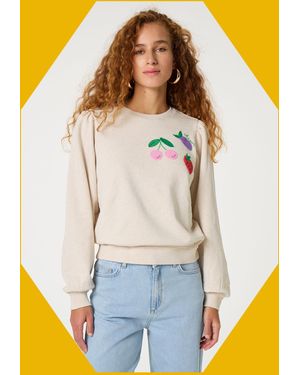 Monsoon Fabienne Chapot Tina Embroidered Jumper Camel - White