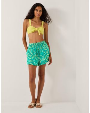Monsoon Lyla Floral Embroidered Shorts Blue - Green