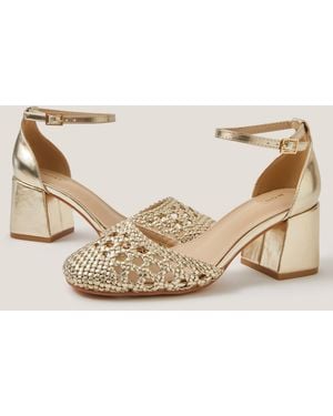 Monsoon Braided Closed Toe Block Heels - Natural