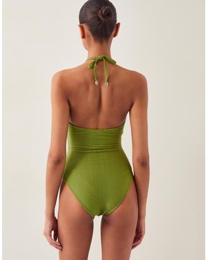 Monsoon Alina Scallop Halter Swimsuit Green