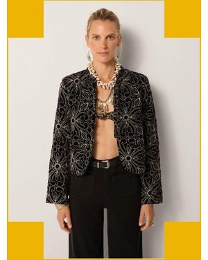 Monsoon Maison Hotel Odette Floral Velvet Jacket Black