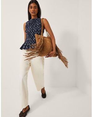 Monsoon Deniz Sleeveless Smocked Floral Top Blue - Natural