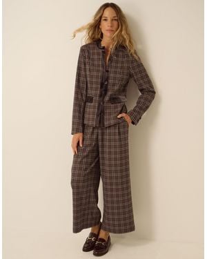 Monsoon Gracie Check Print Jacket Brown - Natural