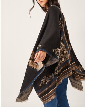 Monsoon Crissy Jacquard Wrap Cardigan - Black