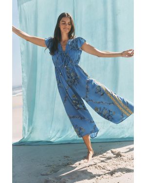 Monsoon Amiee Floral Culotte Jumpsuit Blue