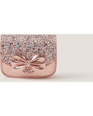Monsoon Mini Glitter Bow Metallic Bag - Pink