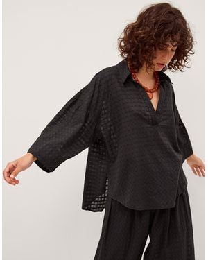 Monsoon Nora Textured Cotton Shirt Black