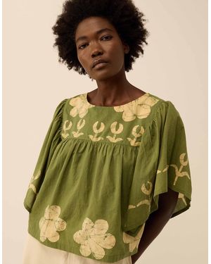 Monsoon East Trixie Batik Printed Florals Top Green