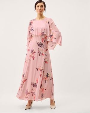 Monsoon Amber Floral Cape Maxi Dress - Pink