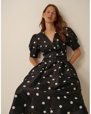 Monsoon Amara Polka Dot Belted Midi Dress Black