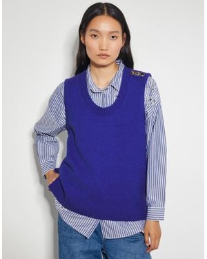Monsoon Women's Dark Blue Knitted Nora Scoop Neck Vest, Size: Xl