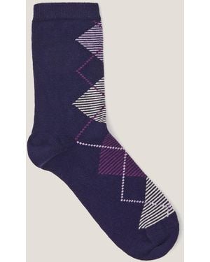 Monsoon Argyle Print Socks Purple - Blue