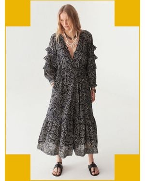Monsoon Maison Hotel Carmencita Ruffle Midi Dress Black