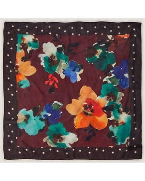 Monsoon Iselle Floral Square Silk Scarf - Blue