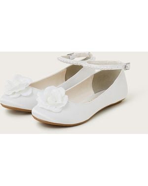 Monsoon Flower Pearl Strap Ballet Flats Ivory - Natural