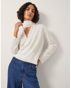 Monsoon Suri Sheer Wrap Blouse - White
