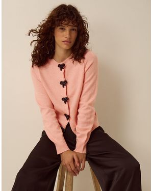 Monsoon Bonny Beaded Bow Cardigan Pink - Brown
