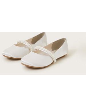 Monsoon Communion Pearl Strap Ballet Flats White - Natural