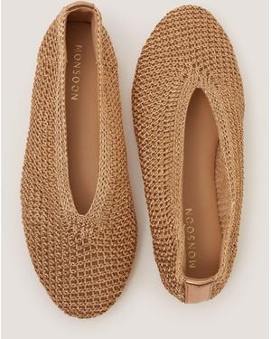 Monsoon Alma Knitted Ballet Flats Gold - Natural