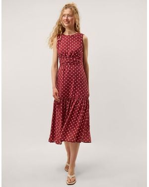 Monsoon Claire Polka Dot Midi Dress Red