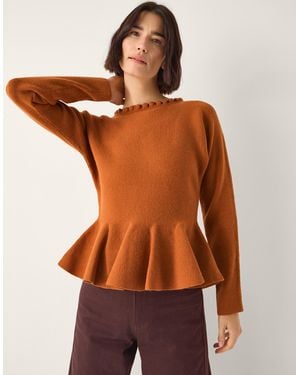 Monsoon Peony Peplum Jumper - Brown