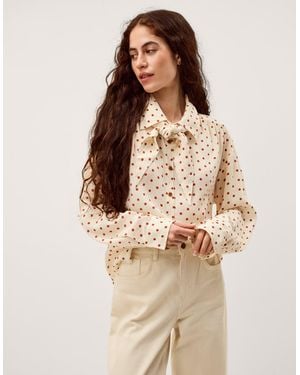 Monsoon Esme Polka Dot Shirt & Scarf Ivory - Natural