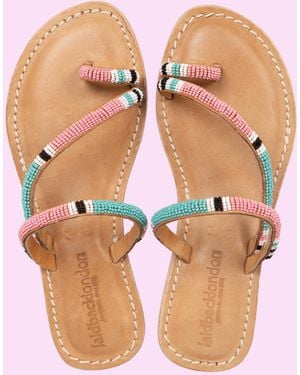 Monsoon Laidback London Diani Beaded Leather Sandals Pink