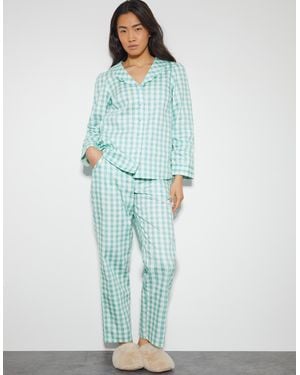 Monsoon Clementine Gingham Pyjama Set Teal - Blue
