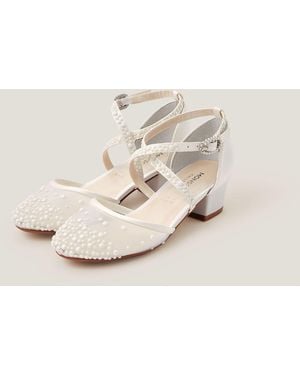 Monsoon Pearly Criss Cross Heels Ivory - Natural