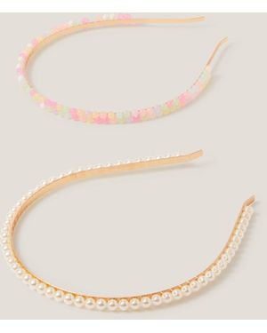 Monsoon 2-pack Mix Bead Metal Headbands - Natural