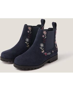 Monsoon Floral Embroidered Chelsea Boots Blue