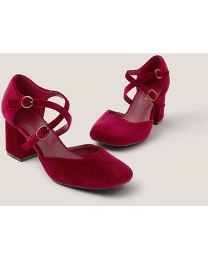 Monsoon Gia Velvet Mary Jane Heels Red